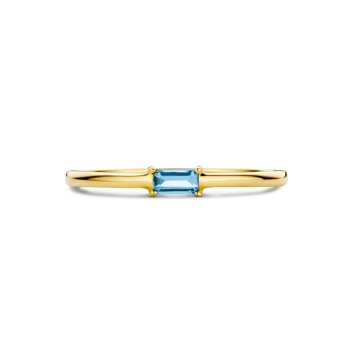 Ring mit Geburtsstein Aquamarin März 14K Gelbgold