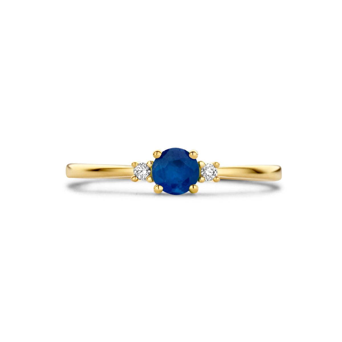Ring Trilogie Saphir und Diamant 0,03 ct (2x 0,015 ct) h p1 14 K Gelbgold