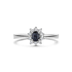 ring saffier en zirkonia 14K witgoud