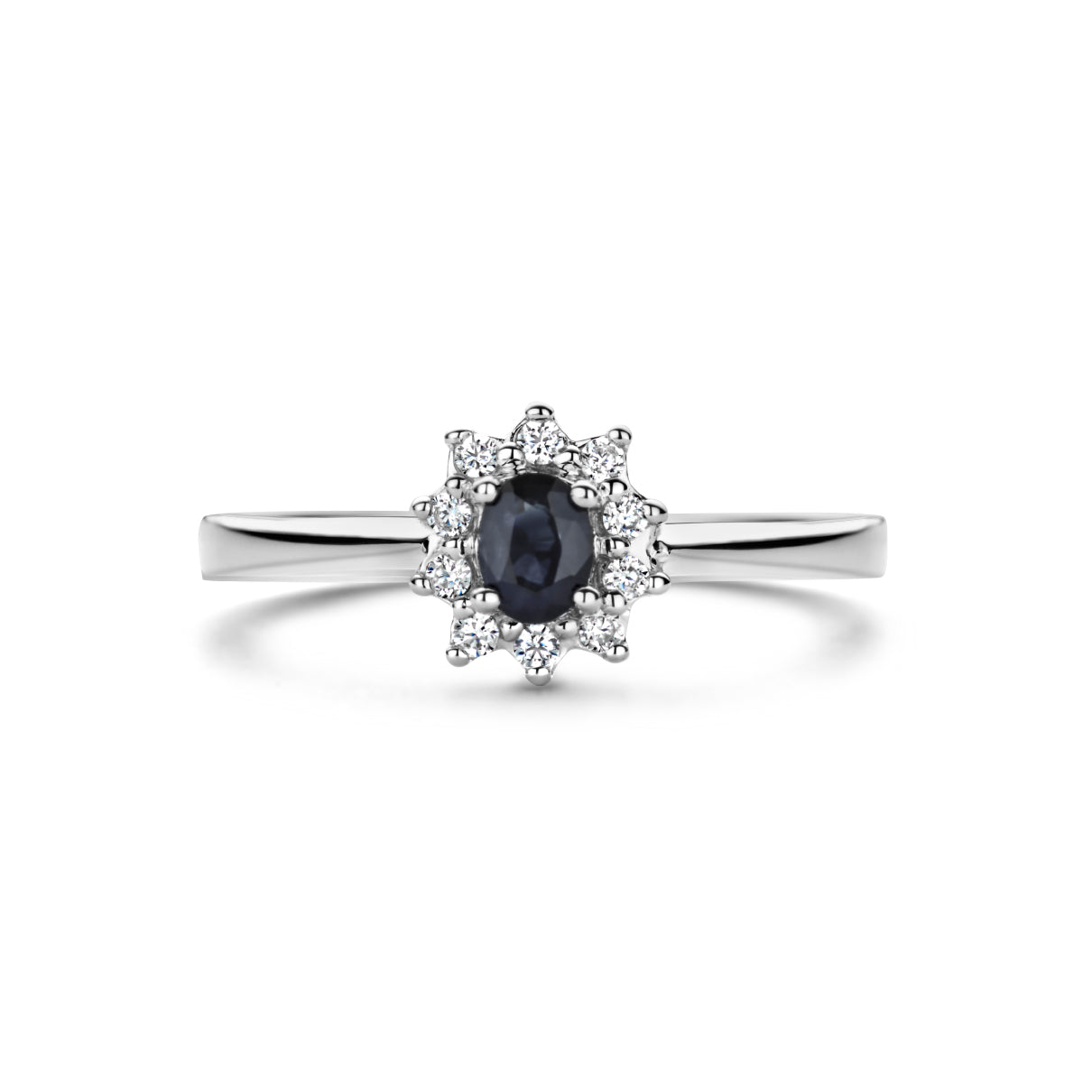 Ring Saphir und Zirkonia 14K Weißgold