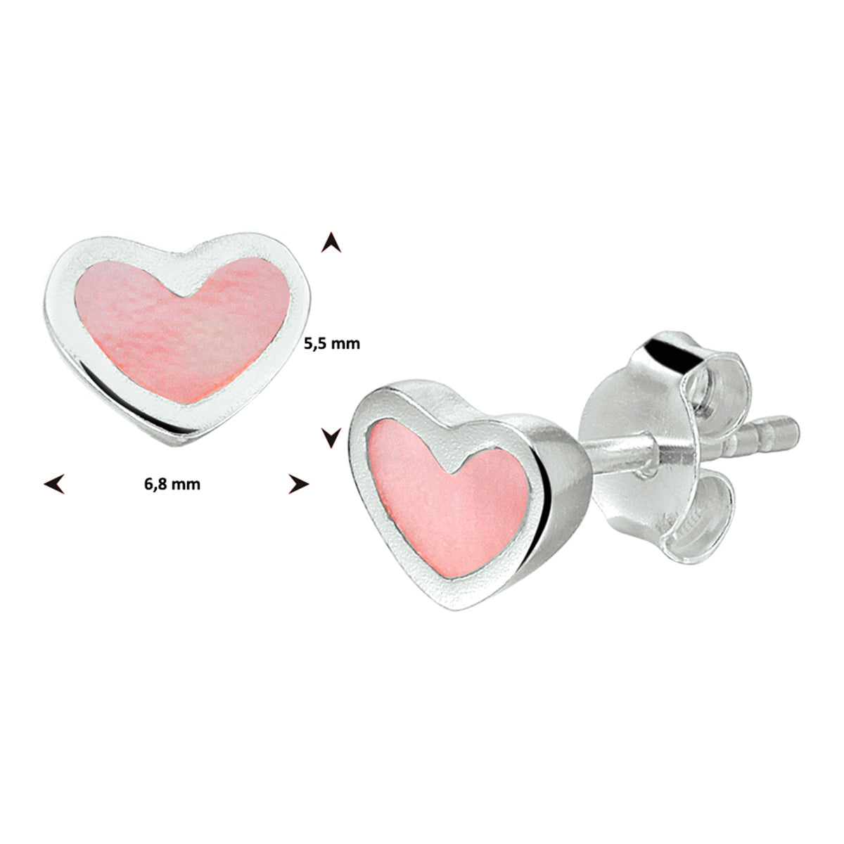 oorknoppen hart zilver wit