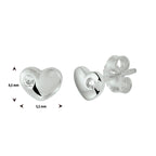 oorknoppen hart zirkonia zilver gerhodineerd