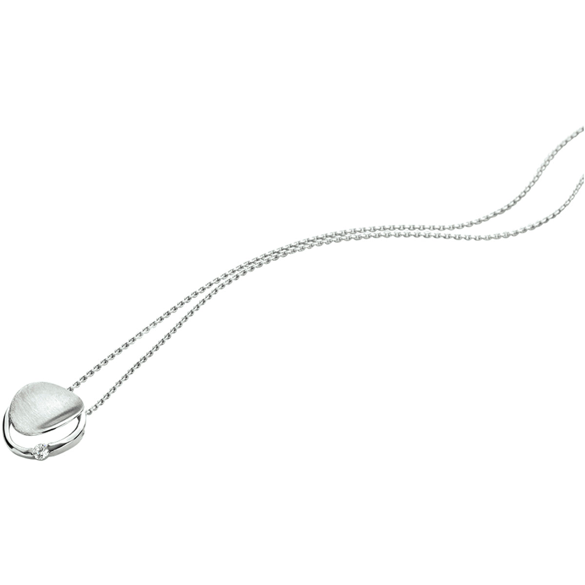 Halskette Zirkonia Poly/matt 41 + 4 cm Silber rhodiniert