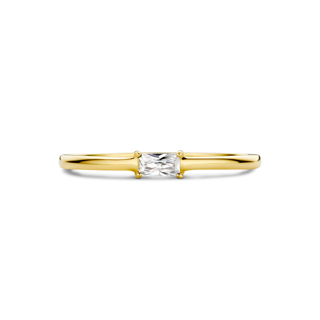 ring met geboortesteen zirkonia april 14K geelgoud
