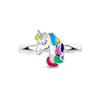 Ring Einhorn Emaille Silber rhodiniert
