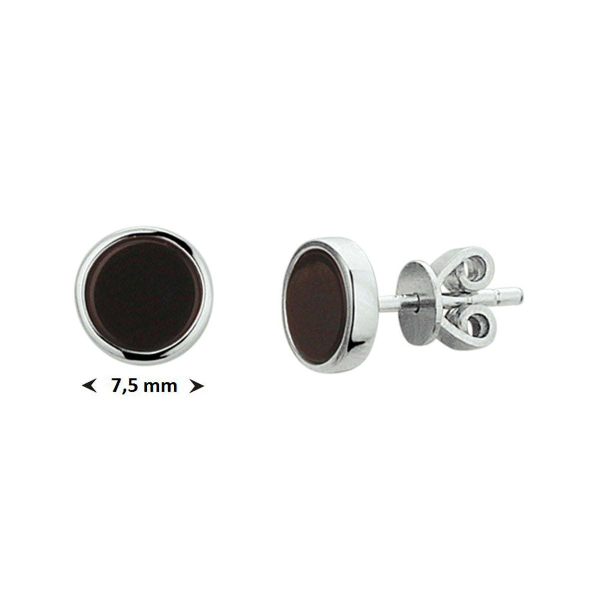 Ohrstecker Onyx Silber rhodiniert
