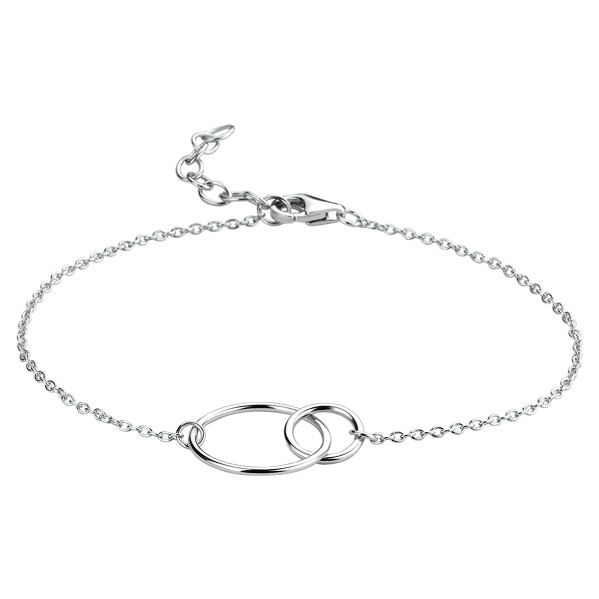 Armband Kreise 1,3 mm 16 + 2,5 cm Silber rhodiniert