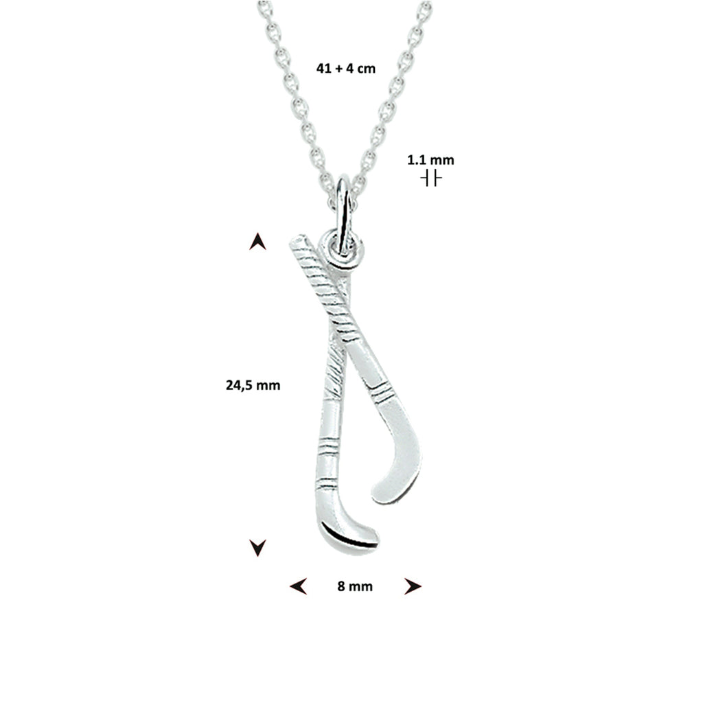 Halskette Anhänger Hockey 41 + 4 cm Silber weiß