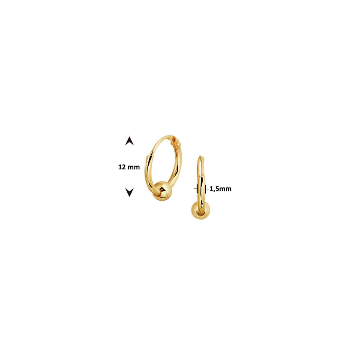 oorringen bolletjes zilver verguld (geel)