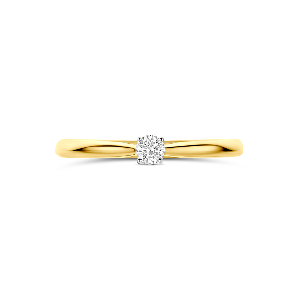 ring lab grown diamant 0.10ct h si 14K bicolor goud geel/wit