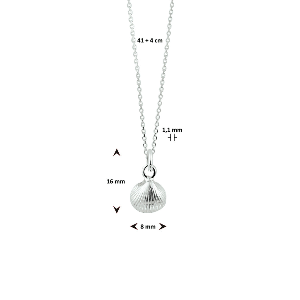 collier schelp 41 + 4 cm zilver wit