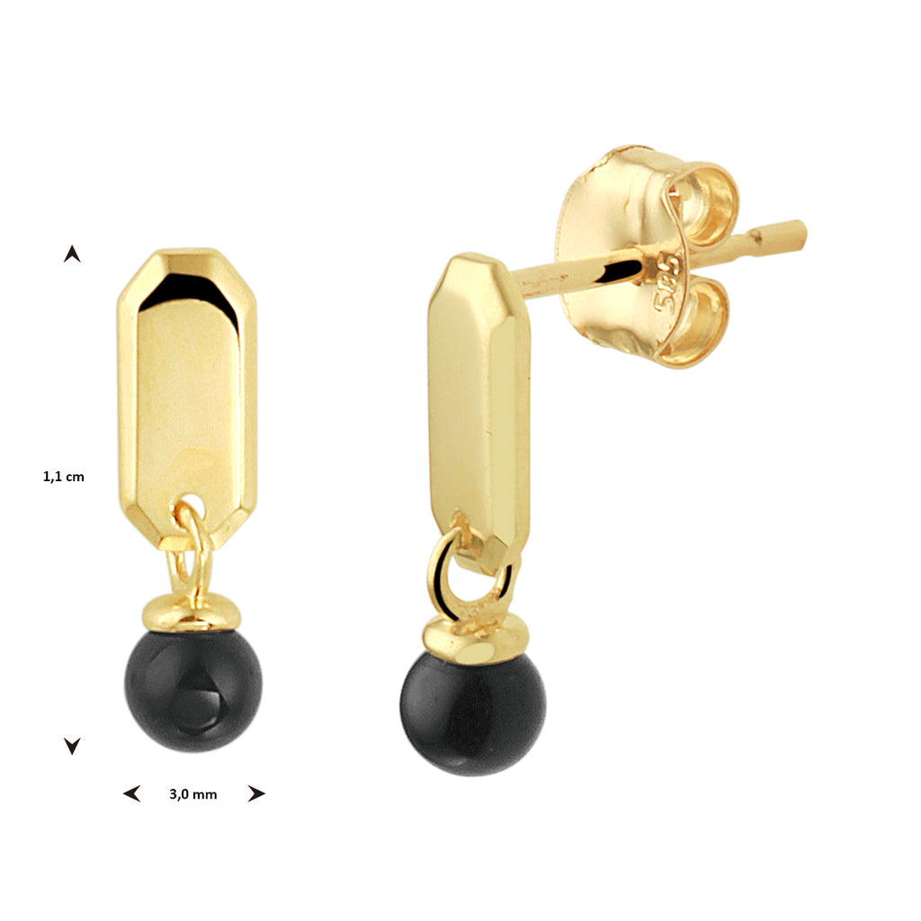 oorhangers onyx 14K geelgoud