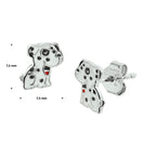 oorknoppen hond emaille zilver gerhodineerd