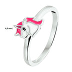 ring emaille eenhoorn zilver gerhodineerd