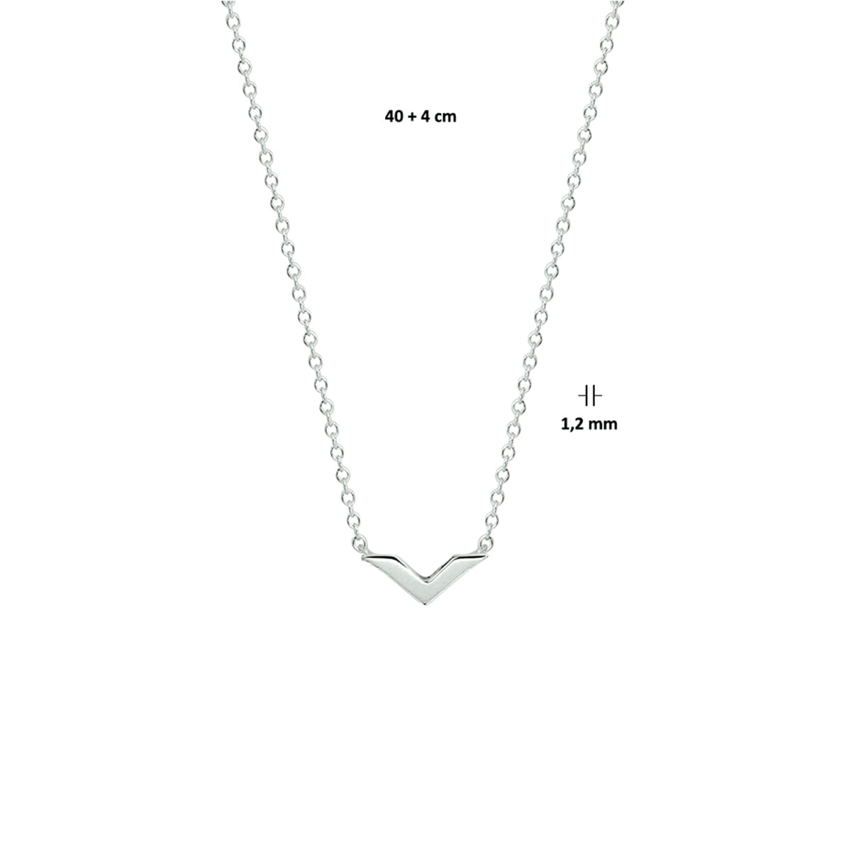 Halskette v 40 + 4 cm Silber rhodiniert