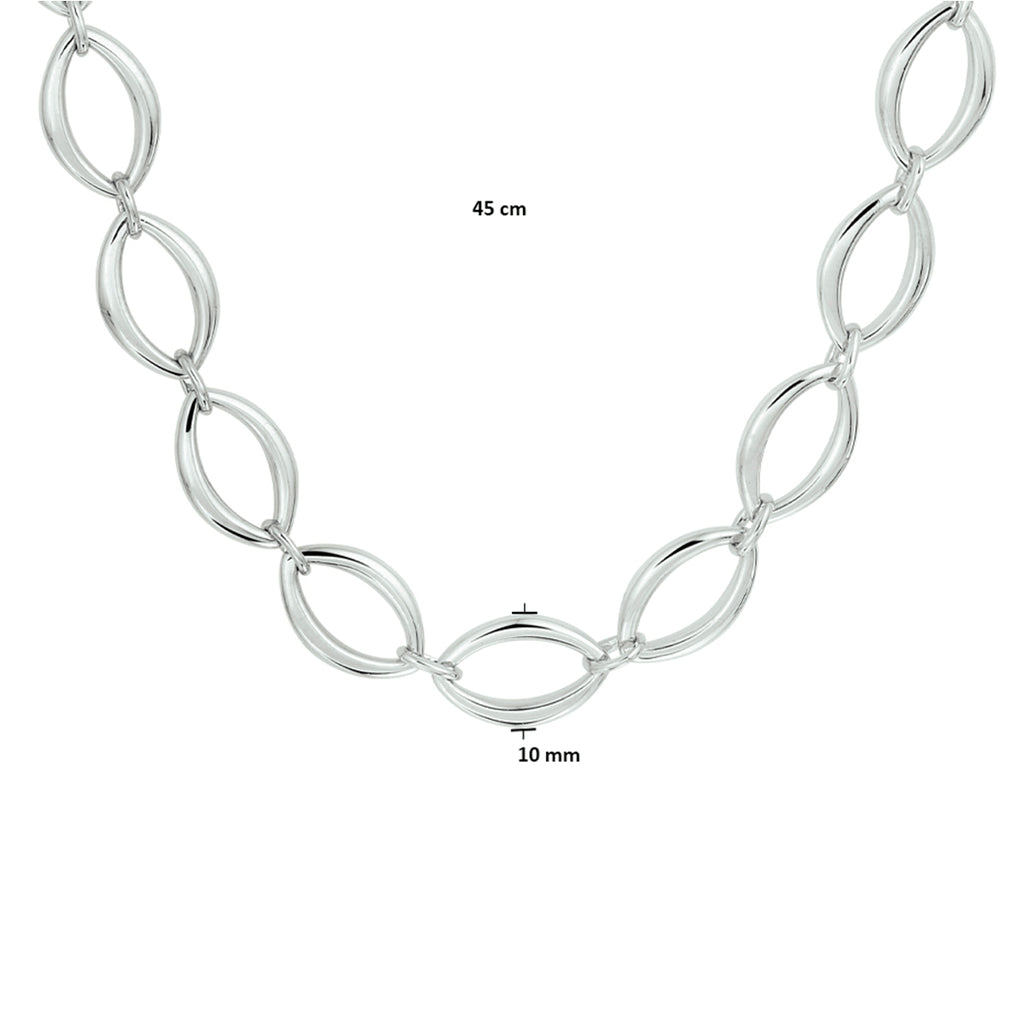 Halskette 10 mm 45 cm Silber rhodiniert