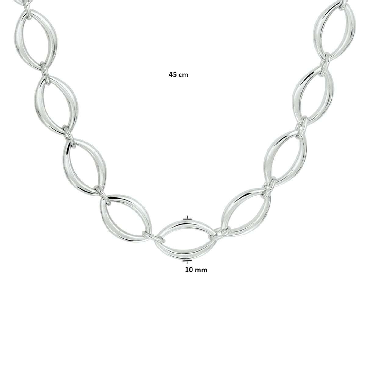 Halskette 10 mm 45 cm Silber rhodiniert