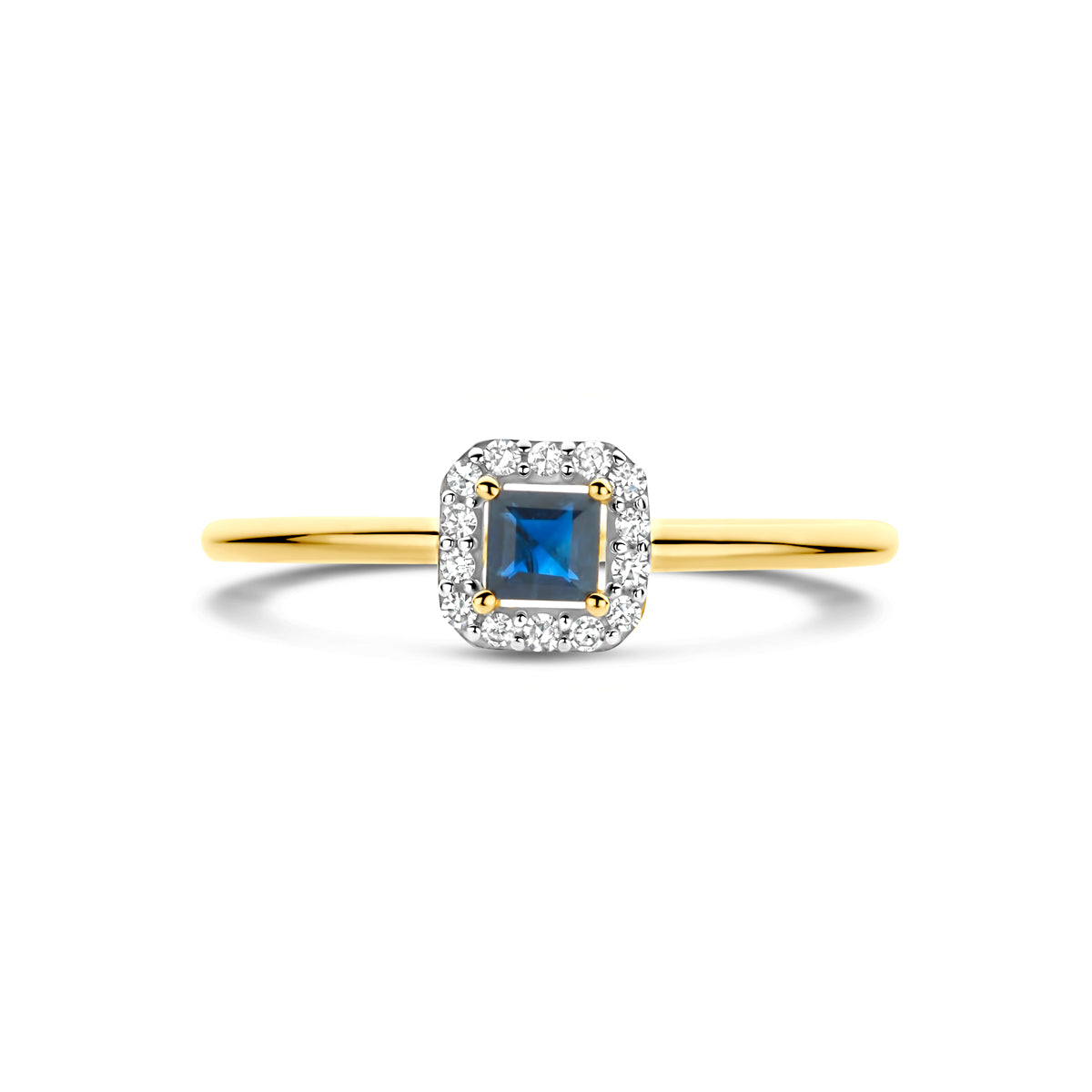 ring saffier en diamant 0.07ct h si 14K geelgoud