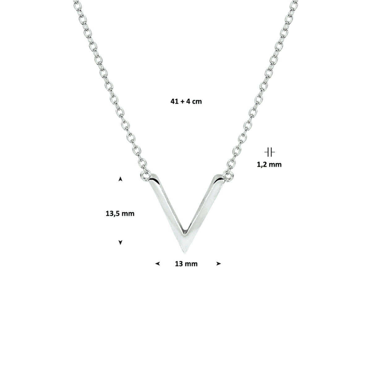Halskette v 41 + 4 cm Silber rhodiniert