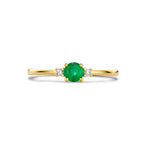 Ring Trilogie Smaragd und Diamant 0,03 ct (2x 0,015 ct) h p1 14 K Gelbgold