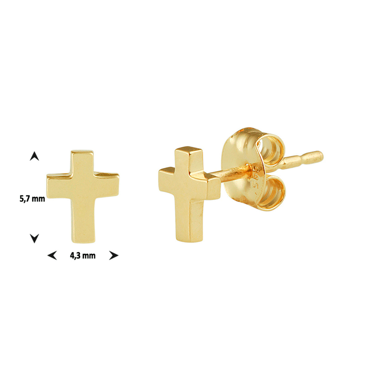 Kreuz-Ohrstecker aus 14-karätigem Gelbgold