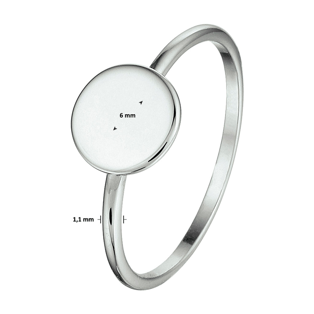 ring rondje zilver gerhodineerd