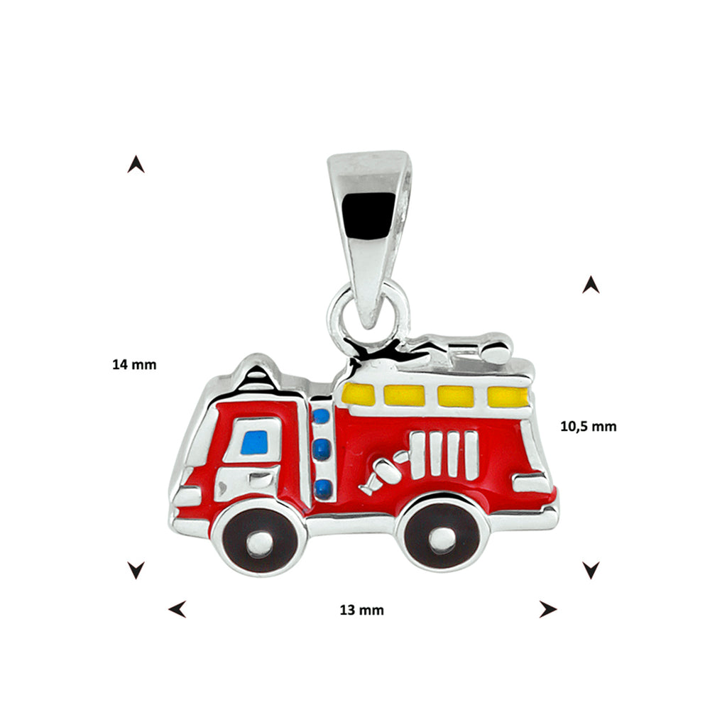 Anhänger Feuerwehr Emaille rhodiniert Silber