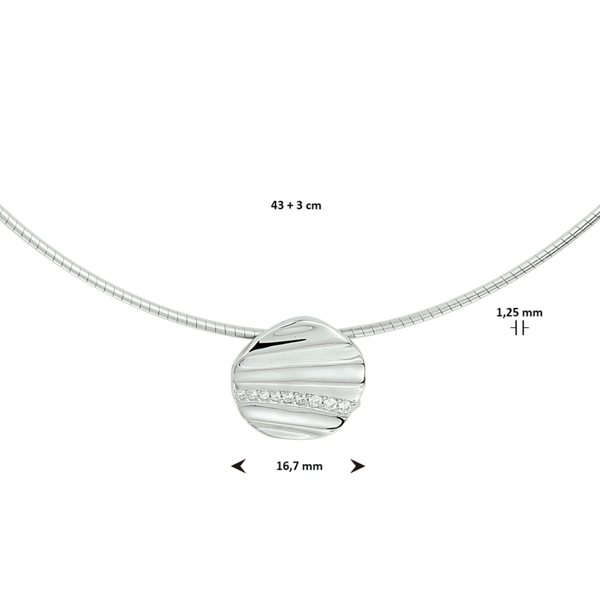 Halskette Zirkonia 43 + 3 cm Silber rhodiniert