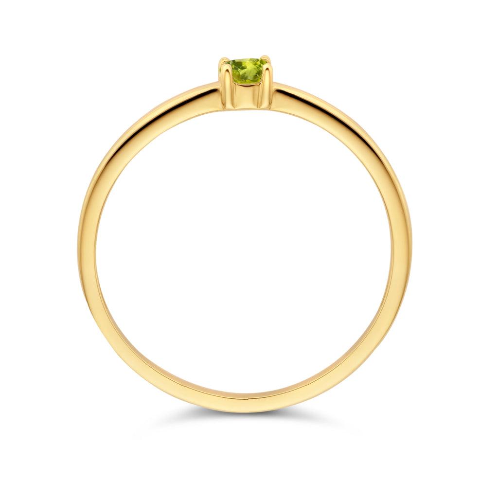 Ring mit Geburtsstein Peridot, 14. August, Gelbgold