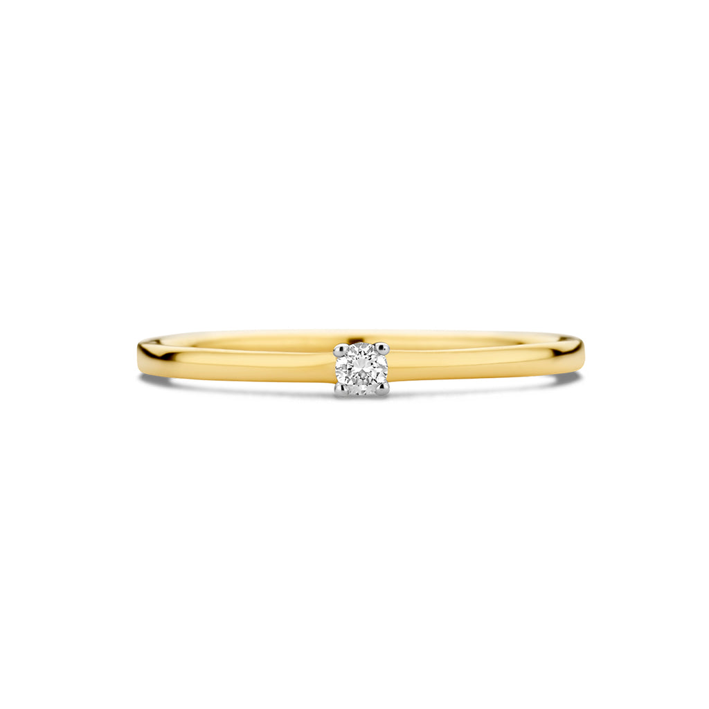 aanzoeksring diamant 0.05ct h si 14K bicolor goud geel/wit