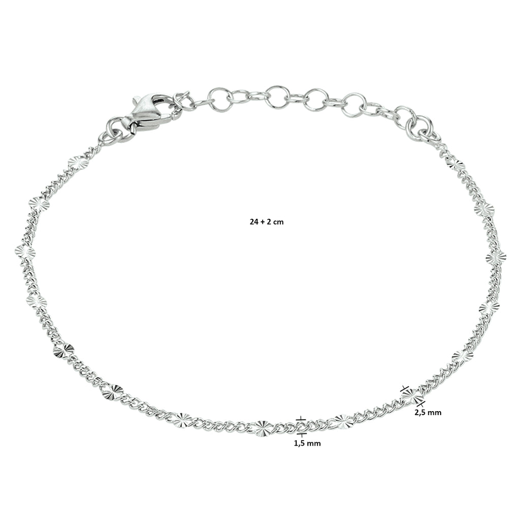 Fußkettchen 2,5 mm 24 + 2 cm Silber rhodiniert