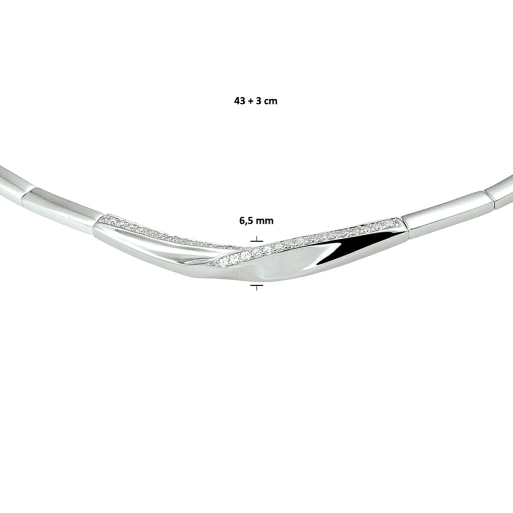 Halskette Zirkonia 43 + 3 cm Silber rhodiniert