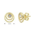 oorknoppen rond diamant 0.03ct (2x 0.015ct) h si bicolor gestift 14K geelgoud