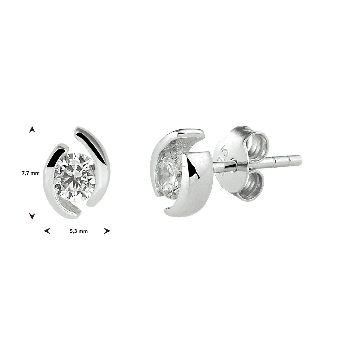 Ohrstecker Zirkonia Silber rhodiniert