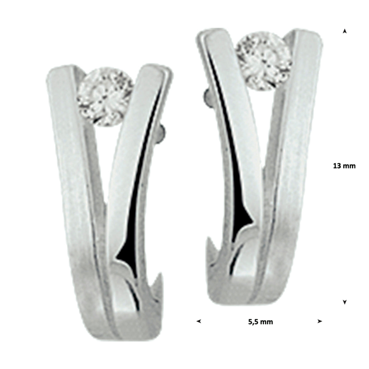 Ohrstecker Zirkonia Poly/Silber matt rhodiniert