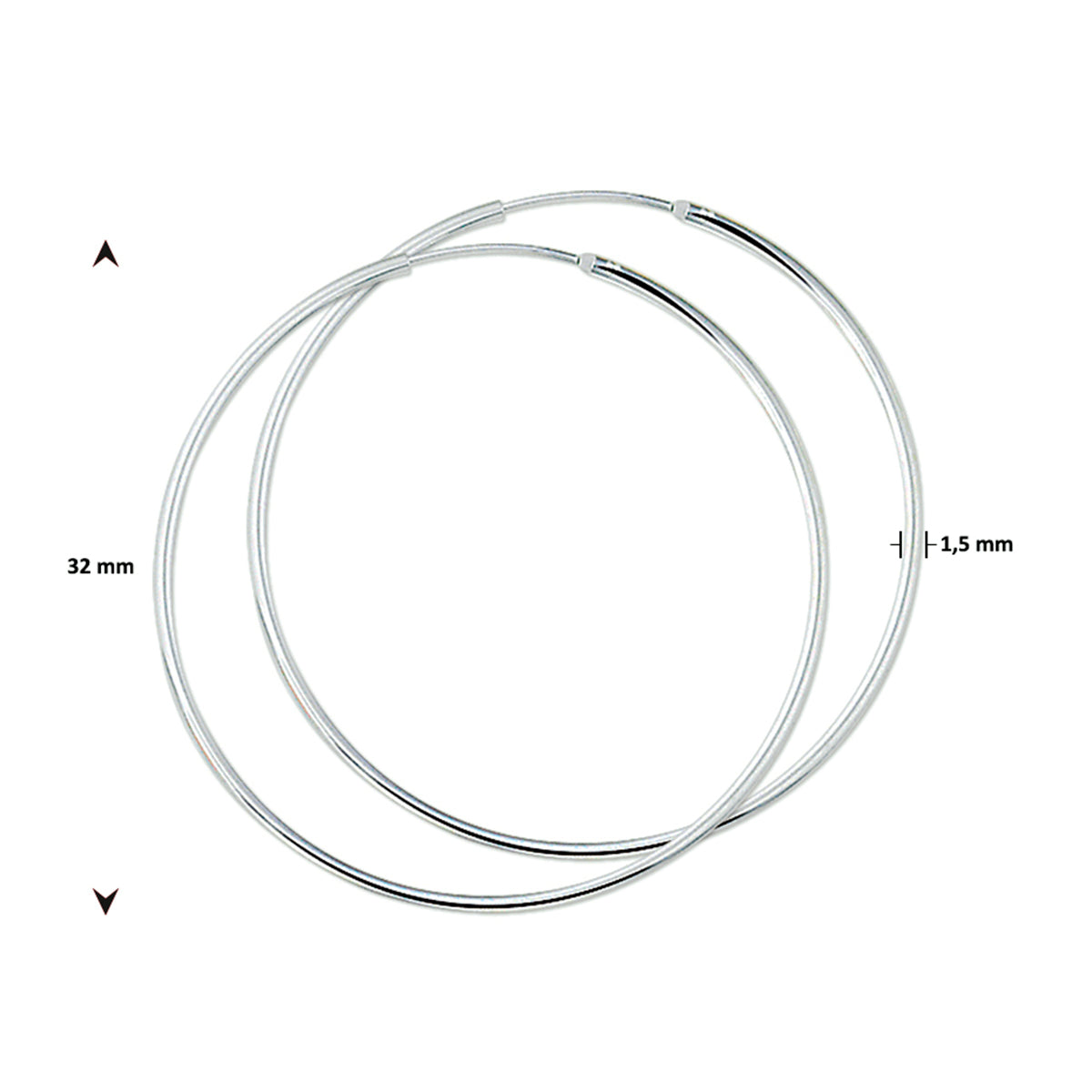 Ohrringe 1,5 mm Rundrohr silberweiß