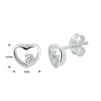 oorknoppen hart zirkonia zilver gerhodineerd