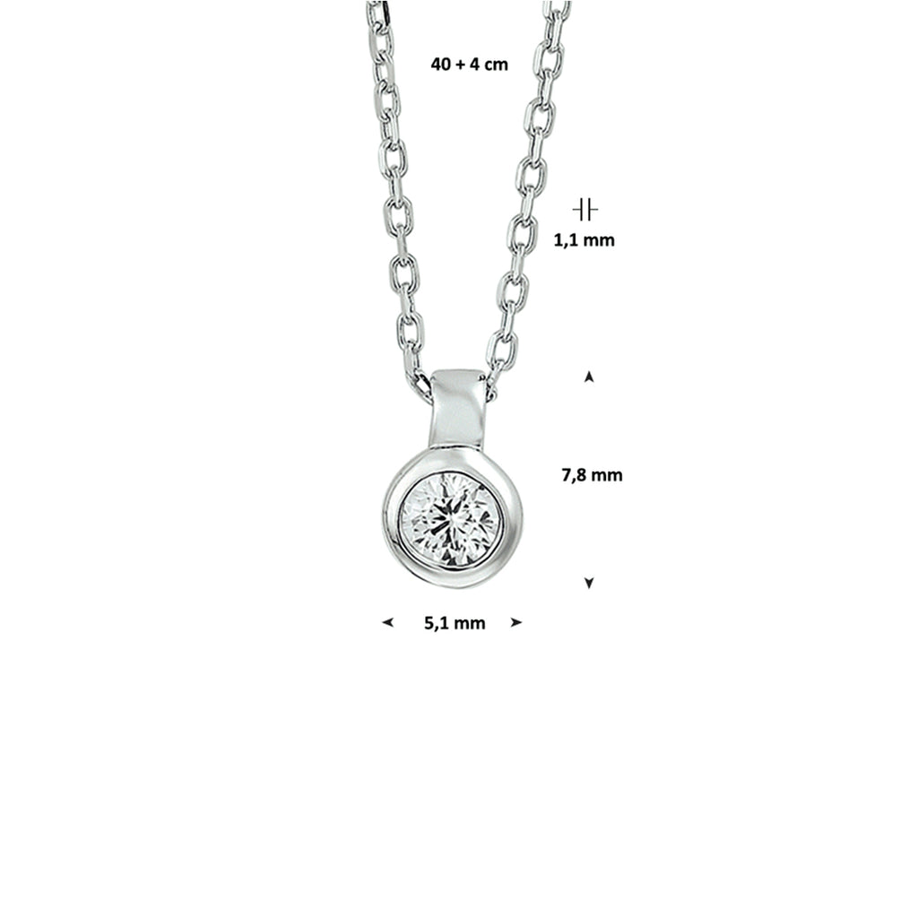 Zirkonia-Halskette 40 + 4 cm Silber rhodiniert