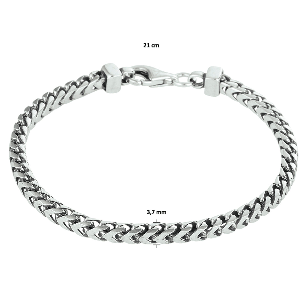 Armband Oxi Gourmet 3,7 mm Silber oxidiert