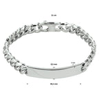 Gravurarmband Gourmette 6 Seiten geschliffen Platte 8,5 mm 21 cm Silber rhodiniert