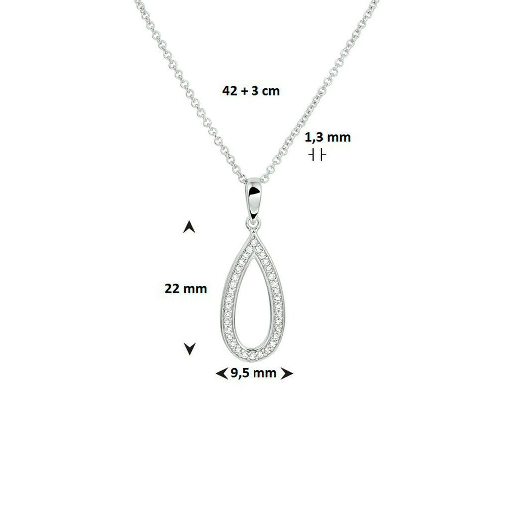 Halskette Zirkonia 42 + 3 cm Silber rhodiniert
