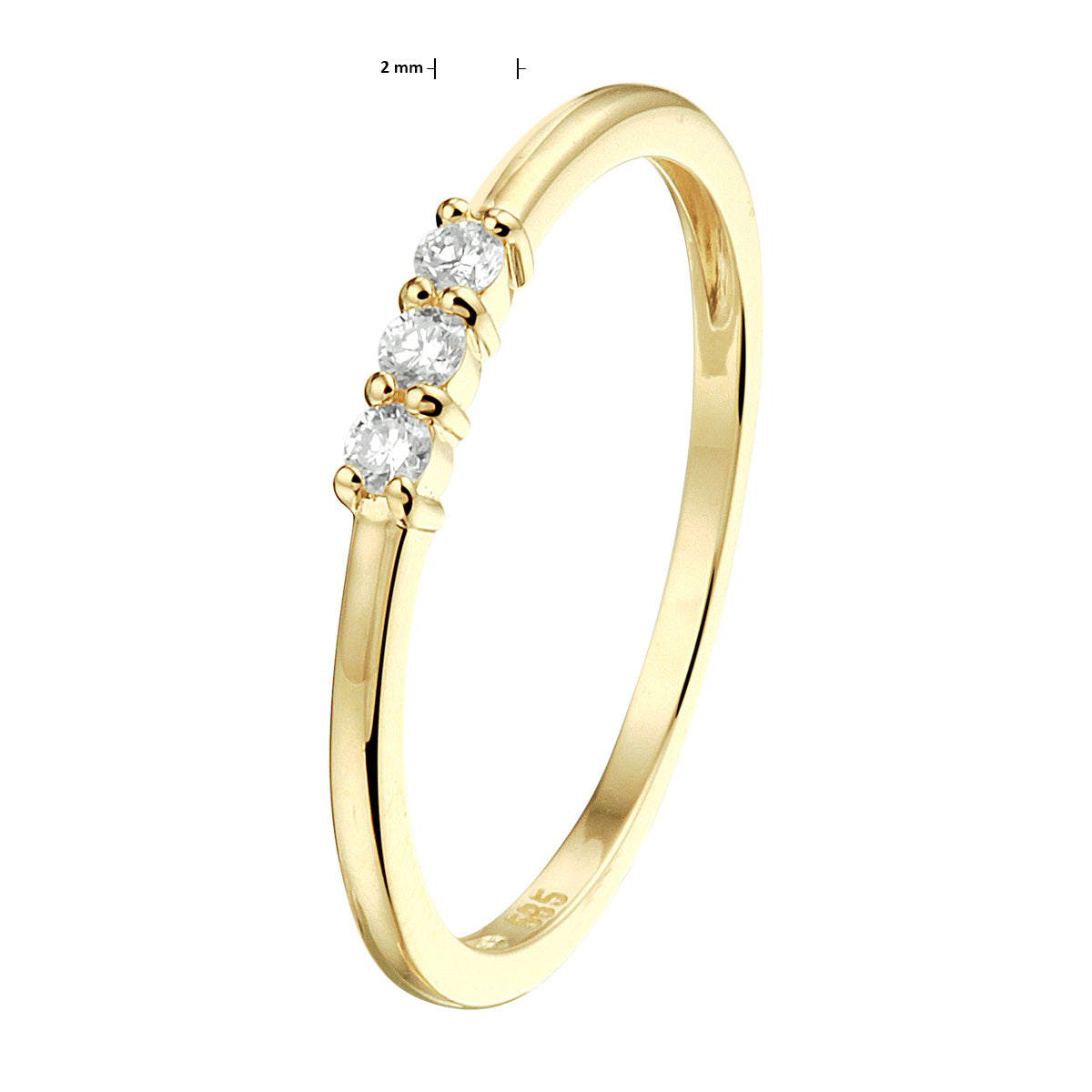 ring diamant 0.09ct h si 14K geelgoud