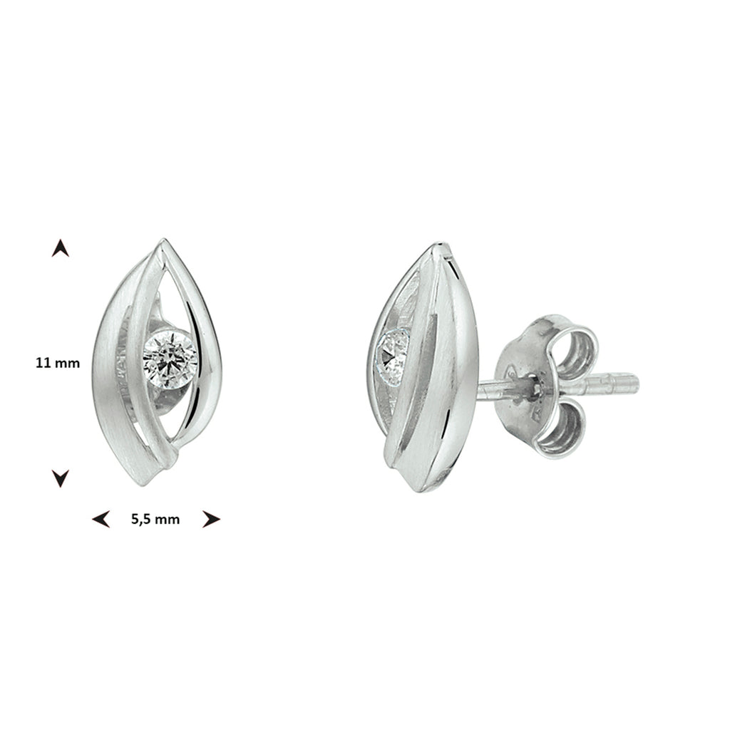 oorknoppen zirkonia zilver gerhodineerd