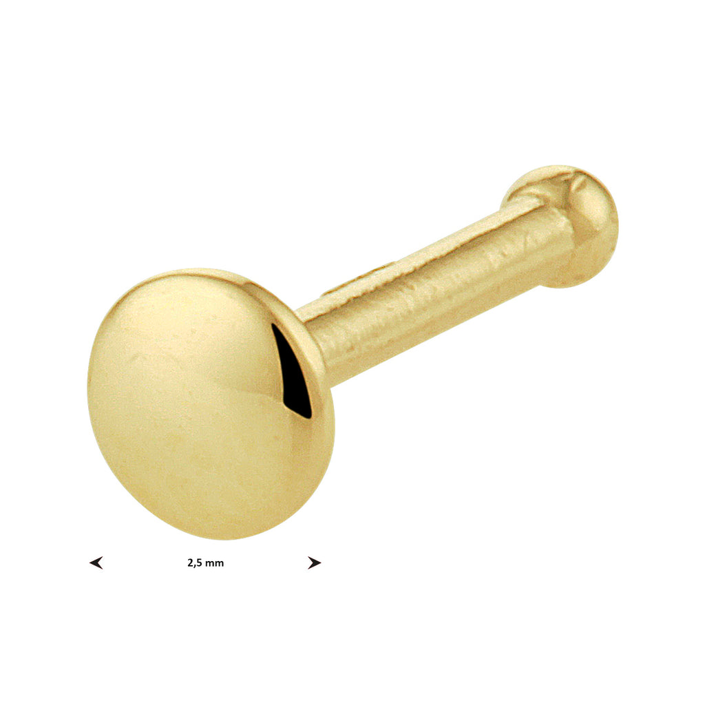 Kugelstecker rund aus 14-karätigem Gelbgold
