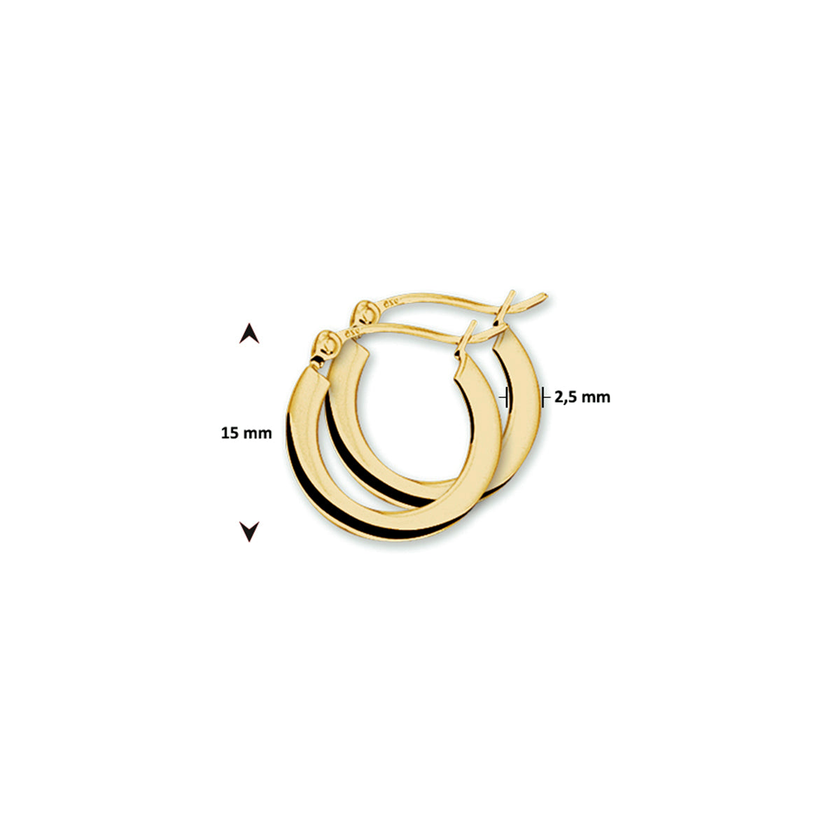 Ohrringe Vierkantrohr 14K Gelbgold