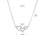Halskette Herzen und Zirkonia 40 + 4 cm Silber rhodiniert
