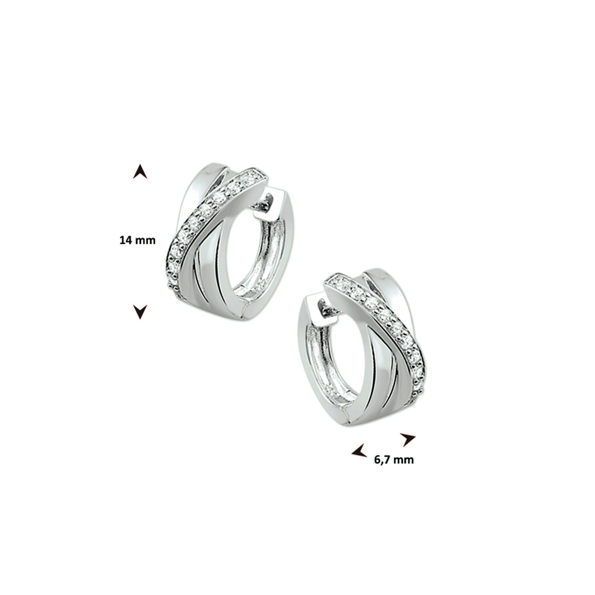 klapoorringen zirkonia zilver gerhodineerd