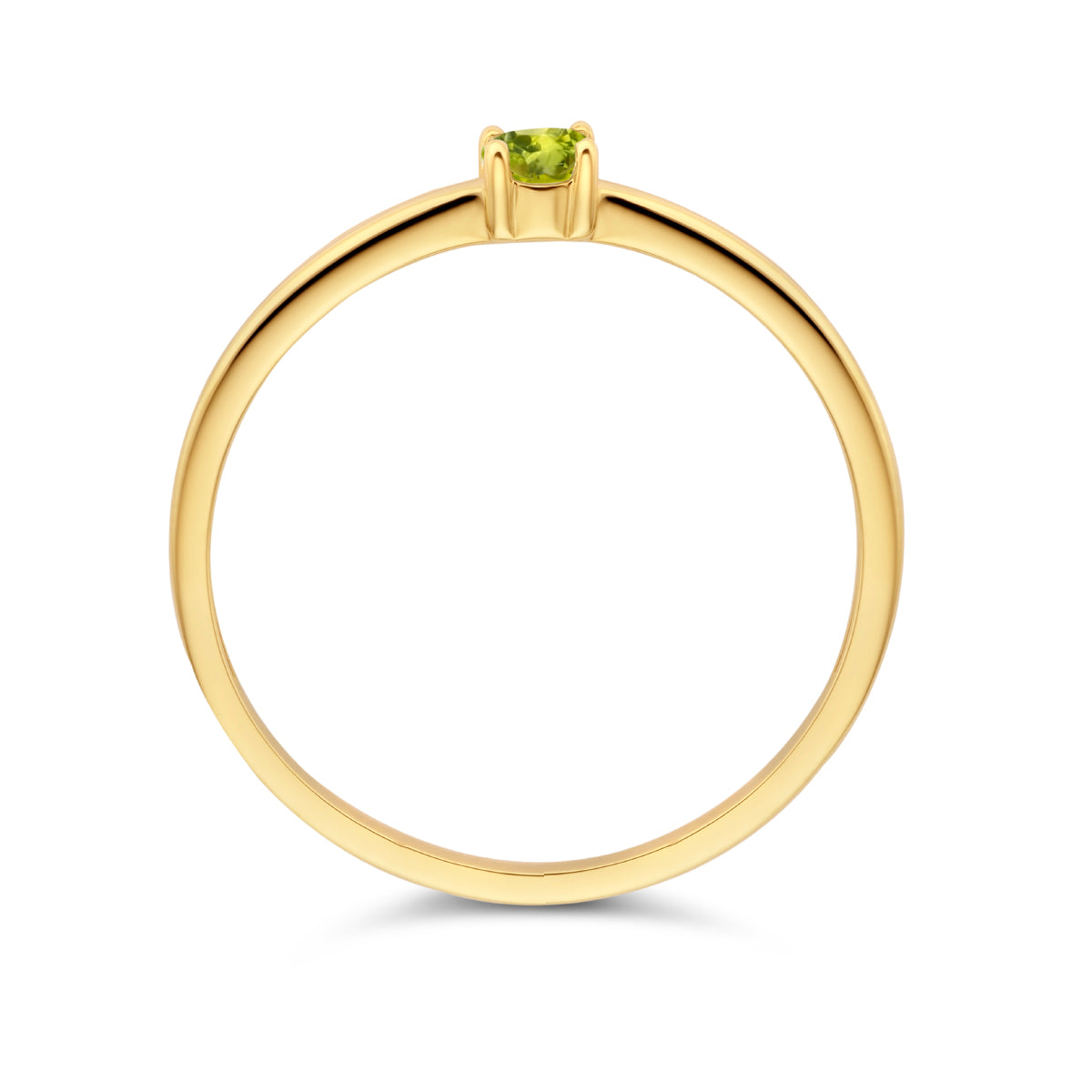 Ring mit Geburtsstein Peridot, 14. August, Gelbgold