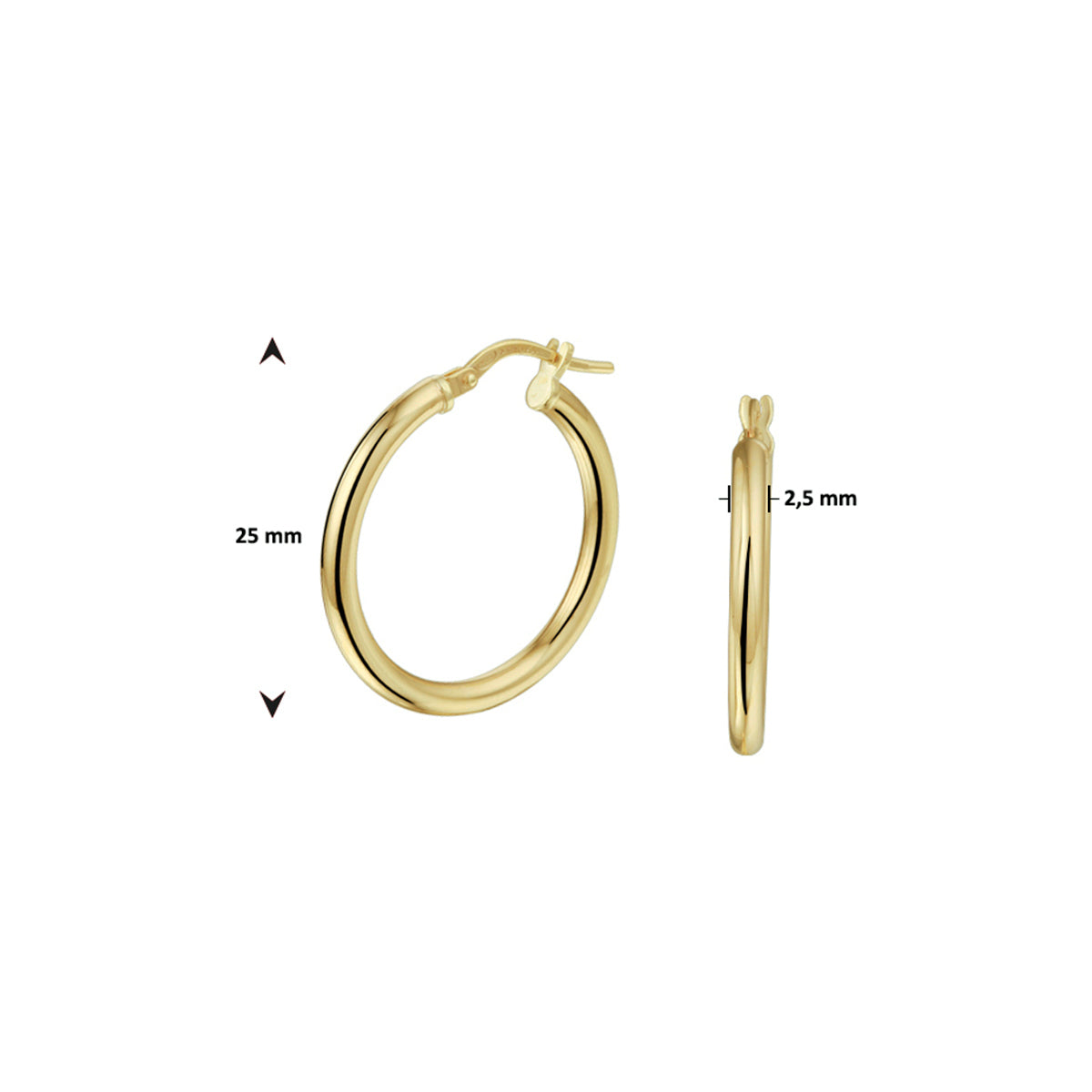 Ohrringe runde Röhre 2,5 mm Silgold (gelb mit Silberkern)