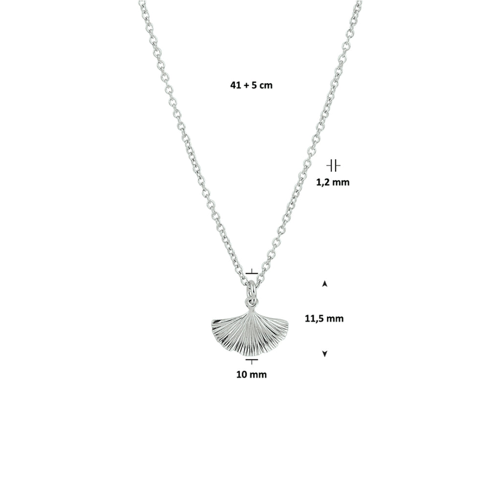 Halskette Ginkgoblatt 41 + 5 cm Silber rhodiniert